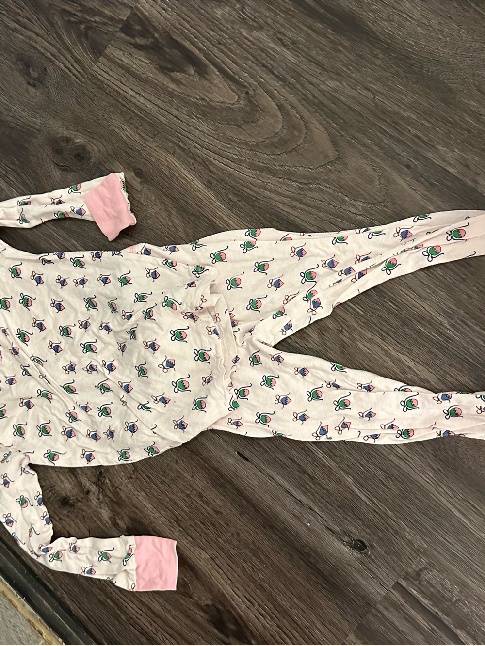 Kids Cotton Pajama Set with Pink Trim and Playful Print